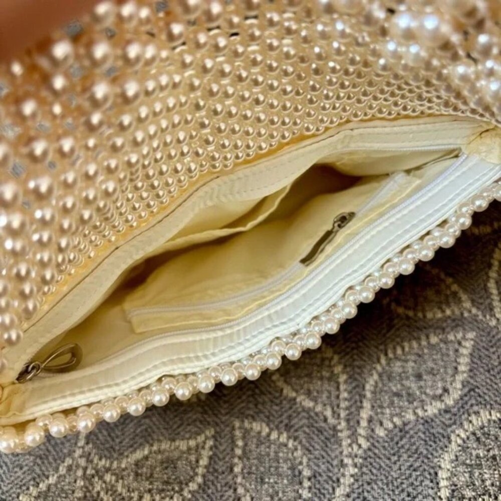 Vintage Wedding Bridal Handmade Pearl Beaded Purse Bag - Picture 6 of 9